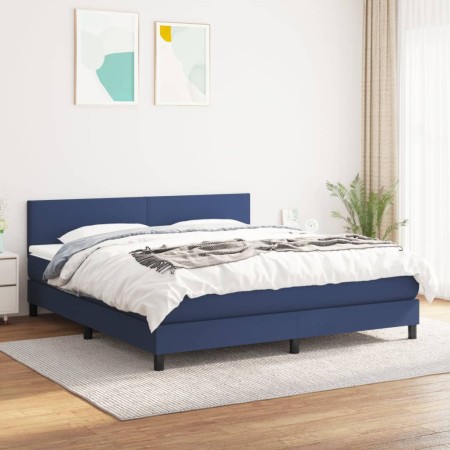 Cama box spring con colchón tela azul 160x200 cm de vidaXL, Camas y somieres - Ref: Foro24-3139911, Precio: 482,60 €, Descuen...