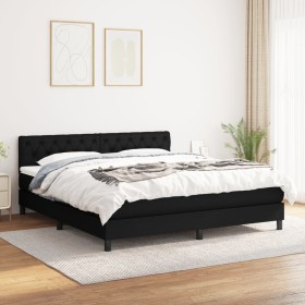 Cama box spring con colchón tela negro 160x200 cm de vidaXL, Camas y somieres - Ref: Foro24-3140307, Precio: 508,51 €, Descue...