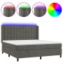 Cama box spring colchón y LED terciopelo gris oscuro 180x200 cm de vidaXL, Camas y somieres - Ref: Foro24-3139818, Precio: 59...