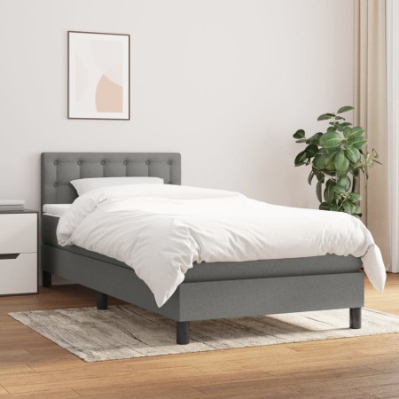 Cama box spring con colchón tela gris oscuro 100x200 cm de vidaXL, Camas y somieres - Ref: Foro24-3140354, Precio: 320,41 €, ...