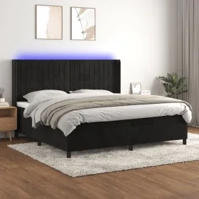 Cama box spring colchón y LED terciopelo negro 200x200 cm de vidaXL, Camas y somieres - Ref: Foro24-3139705, Precio: 649,59 €...