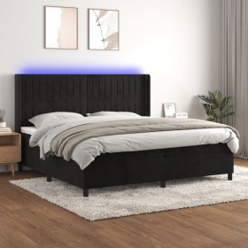 Cama box spring colchón y LED terciopelo negro 200x200 cm de vidaXL, Camas y somieres - Ref: Foro24-3139705, Precio: 647,97 €...