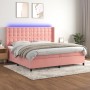 Cama box spring colchón y LED terciopelo rosa 200x200 cm de vidaXL, Camas y somieres - Ref: Foro24-3139828, Precio: 629,42 €,...