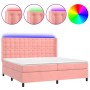 Cama box spring colchón y LED terciopelo rosa 200x200 cm de vidaXL, Camas y somieres - Ref: Foro24-3139828, Precio: 629,42 €,...