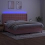 Cama box spring colchón y LED terciopelo rosa 200x200 cm de vidaXL, Camas y somieres - Ref: Foro24-3139828, Precio: 629,42 €,...