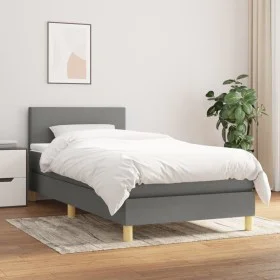 Box spring bed with dark gray fabric mattress 90x200 cm by vidaXL, Beds and slatted bases - Ref: Foro24-3140426, Price: 286,7...