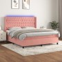 Cama box spring colchón y LED terciopelo rosa 160x200 cm de vidaXL, Camas y somieres - Ref: Foro24-3139756, Precio: 587,24 €,...