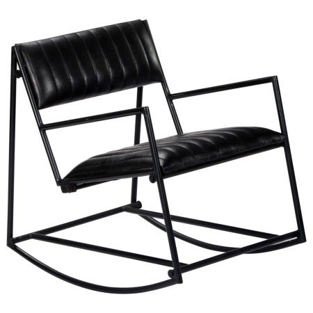 Silla mecedora de cuero auténtico negro de vidaXL, Mecedoras - Ref: Foro24-282905, Precio: 156,84 €, Descuento: %