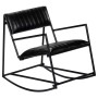 Silla mecedora de cuero auténtico negro de vidaXL, Mecedoras - Ref: Foro24-282905, Precio: 156,84 €, Descuento: %