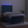 Cama box spring colchón y LED terciopelo azul oscuro 90x200 cm de vidaXL, Camas y somieres - Ref: Foro24-3139725, Precio: 401...