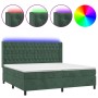 Cama box spring colchón y LED terciopelo verde oscuro 200x200cm de vidaXL, Camas y somieres - Ref: Foro24-3139766, Precio: 80...