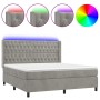 Cama box spring colchón y LED terciopelo gris claro 160x200 cm de vidaXL, Camas y somieres - Ref: Foro24-3139751, Precio: 571...