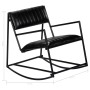 Silla mecedora de cuero auténtico negro de vidaXL, Mecedoras - Ref: Foro24-282905, Precio: 156,84 €, Descuento: %