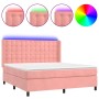 Cama box spring colchón y LED terciopelo rosa 180x200 cm de vidaXL, Camas y somieres - Ref: Foro24-3139822, Precio: 578,91 €,...