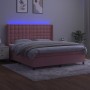 Cama box spring colchón y LED terciopelo rosa 180x200 cm de vidaXL, Camas y somieres - Ref: Foro24-3139822, Precio: 578,91 €,...