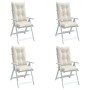 Cojines silla respaldo alto 4 uds tela crema melange 120x50x7cm en Decoración | Comprar online en Foru.es