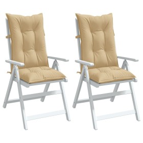 Cojines silla respaldo alto 2 uds tela beige melange 120x50x7cm en Decoración | Comprar online en Foru.es