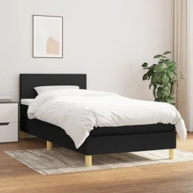 Box spring bed with black fabric mattress 100x200 cm by vidaXL, Beds and slatted bases - Ref: Foro24-3140435, Price: 292,29 €...