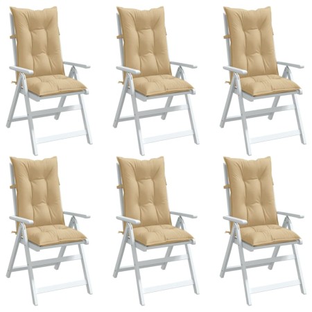 Cojines silla respaldo alto 6 uds tela beige melange 120x50x7cm en Decoración | Comprar online en Foru.es
