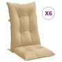 Cojines silla respaldo alto 6 uds tela beige melange 120x50x7cm en Decoración | Comprar online en Foru.es