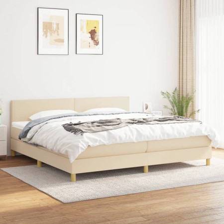Cama box spring con colchón tela color crema 200x200 cm de vidaXL, Camas y somieres - Ref: Foro24-3140486, Precio: 545,02 €, ...