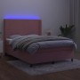Cama box spring colchón y LED terciopelo rosa 140x190 cm de vidaXL, Camas y somieres - Ref: Foro24-3139444, Precio: 525,61 €,...