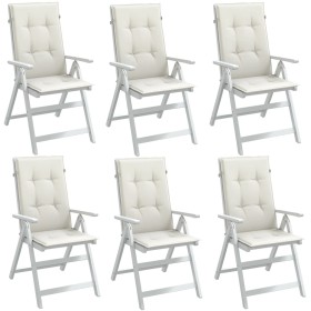 Cojines silla respaldo alto 6 uds tela crema melange 120x50x4cm en Decoración | Comprar online en Foru.es