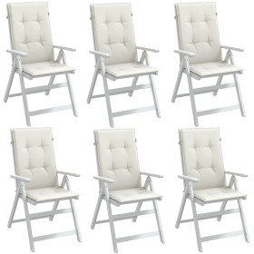 Cojines silla respaldo alto 6 uds tela crema melange 120x50x4cm en Decoración | Comprar online en Foru.es