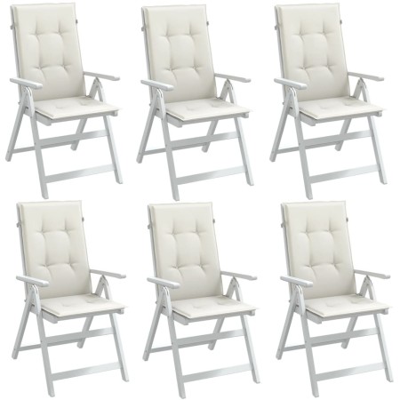 Cojines silla respaldo alto 6 uds tela crema melange 120x50x4cm en Decoración | Comprar online en Foru.es