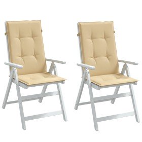 Cojines silla respaldo alto 2 uds tela beige melange 120x50x4cm en Decoración | Comprar online en Foru.es