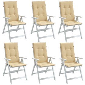 Cojines silla respaldo alto 6 uds tela beige melange 120x50x4cm en Decoración | Comprar online en Foru.es