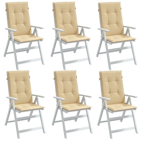Cojines silla respaldo alto 6 uds tela beige melange 120x50x4cm en Decoración | Comprar online en Foru.es