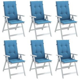 Cojines silla respaldo alto 6 uds tela azul melange 120x50x4 cm en Decoración | Comprar online en Foru.es