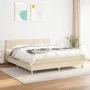 Box spring bed with cream fabric mattress 160x200 cm by vidaXL, Beds and slatted bases - Ref: Foro24-3140470, Price: 492,57 €...