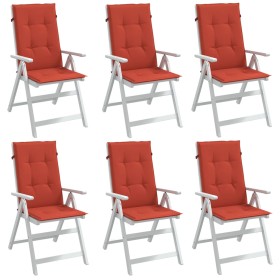 Cojines silla respaldo alto 6 uds tela rojo melange 120x50x4 cm en Decoración | Comprar online en Foru.es