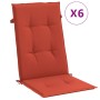 Cojines silla respaldo alto 6 uds tela rojo melange 120x50x4 cm en Decoración | Comprar online en Foru.es