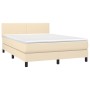Cama box spring con colchón tela color crema 140x200 cm de vidaXL, Camas y somieres - Ref: Foro24-3139902, Precio: 449,24 €, ...
