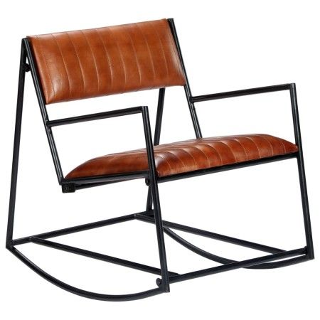Silla mecedora de cuero auténtico marrón de vidaXL, Mecedoras - Ref: Foro24-282903, Precio: 150,51 €, Descuento: %