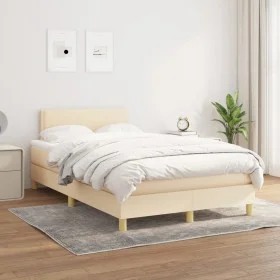 Cama box spring con colchón tela color crema 120x200 cm de vidaXL, Camas y somieres - Ref: Foro24-3140526, Precio: 365,18 €, ...