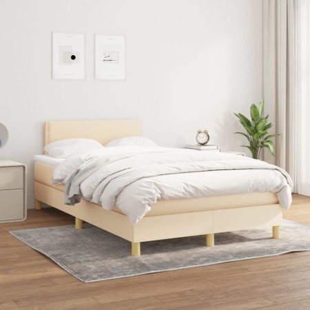 Cama box spring con colchón tela color crema 120x200 cm de vidaXL, Camas y somieres - Ref: Foro24-3140526, Precio: 375,27 €, ...