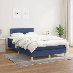 Box spring bed with blue fabric mattress 120x200 cm by vidaXL, Beds and slatted bases - Ref: Foro24-3140527, Price: 383,67 €,...