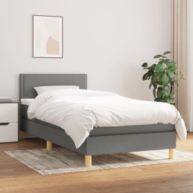 Cama box spring con colchón tela gris oscuro 80x200 cm de vidaXL, Camas y somieres - Ref: Foro24-3140490, Precio: 269,02 €, D...