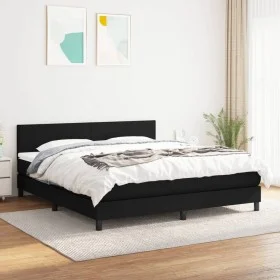 Cama box spring con colchón tela negro 160x200 cm de vidaXL, Camas y somieres - Ref: Foro24-3139907, Precio: 480,01 €, Descue...