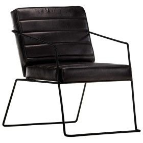 Sillón de cuero auténtico negro de vidaXL, Sillones - Ref: Foro24-284413, Precio: 220,56 €, Descuento: %