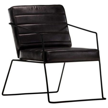 Sillón de cuero auténtico negro de vidaXL, Sillones - Ref: Foro24-284413, Precio: 220,56 €, Descuento: %