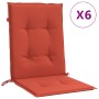 Cojines silla respaldo bajo 6 ud tela rojo melange 100x50x4 cm en Decoración | Comprar online en Foru.es