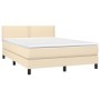 Cama box spring con colchón tela color crema 140x200 cm de vidaXL, Camas y somieres - Ref: Foro24-3139982, Precio: 430,63 €, ...