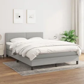 Box spring bed with light gray fabric mattress 140x200 cm by vidaXL, Beds and slatted bases - Ref: Foro24-3139977, Price: 426...