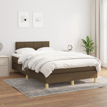 Cama box spring con colchón tela marrón oscuro 120x200 cm de vidaXL, Camas y somieres - Ref: Foro24-3140604, Precio: 378,26 €...
