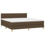 Cama box spring con colchón tela marrón oscuro 180x200 cm de vidaXL, Camas y somieres - Ref: Foro24-3140636, Precio: 541,83 €...